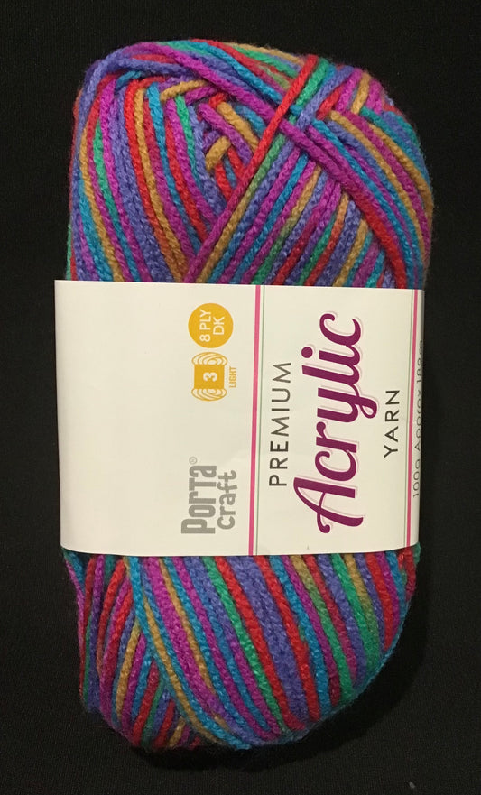 Porta Craft Yarn - 8 Ply - Multi Jelly Belly - 100g - 100% Acrylic