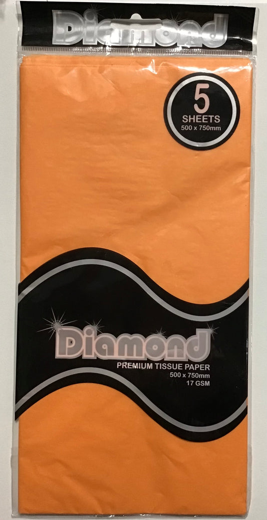 Premium Tissue Paper - Peach - 5 Pack - 750mm x 500mm