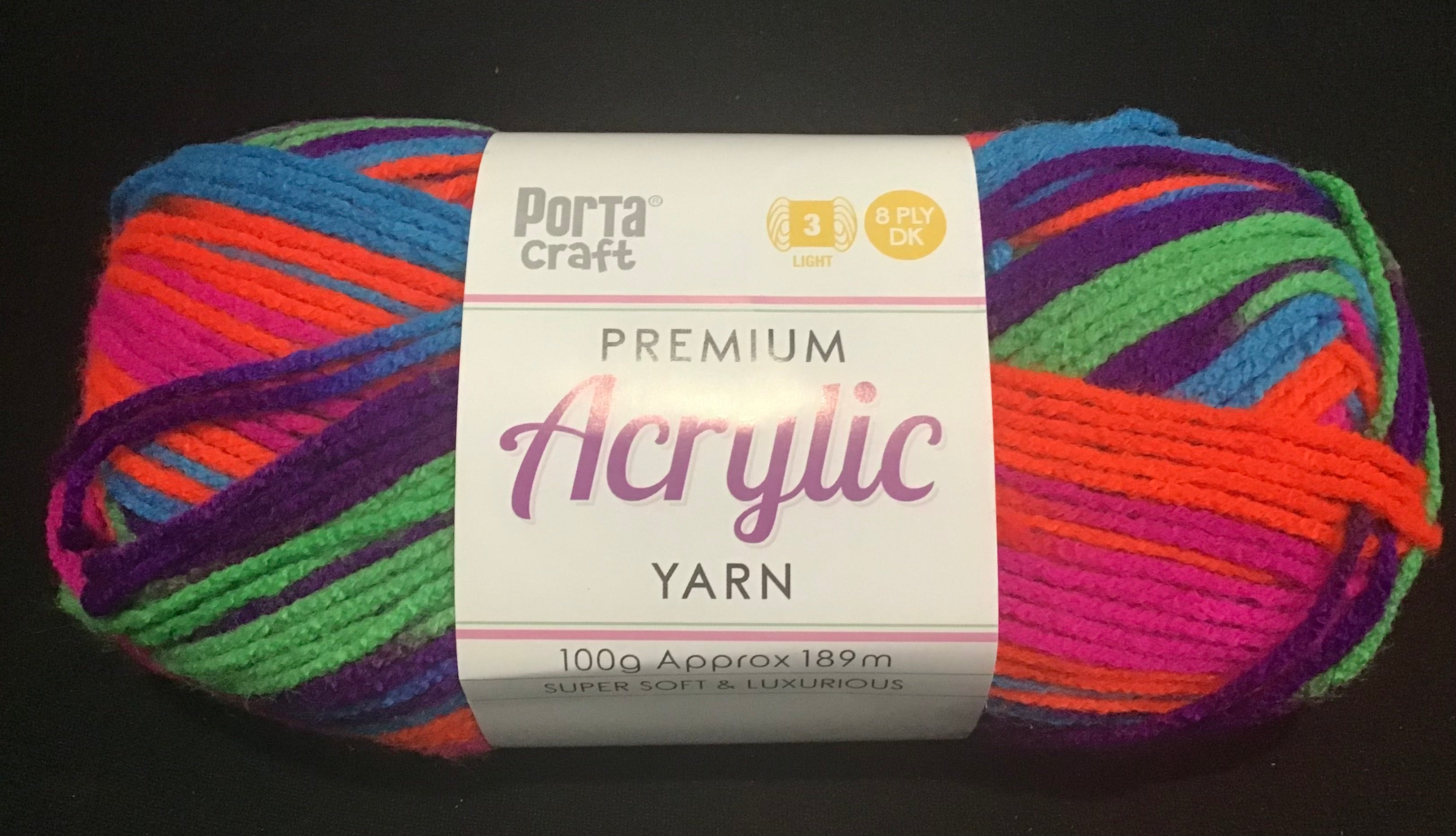 Porta Craft Yarn - 8 Ply - Multi Hyper - 100g - 100% Acrylic – The ...