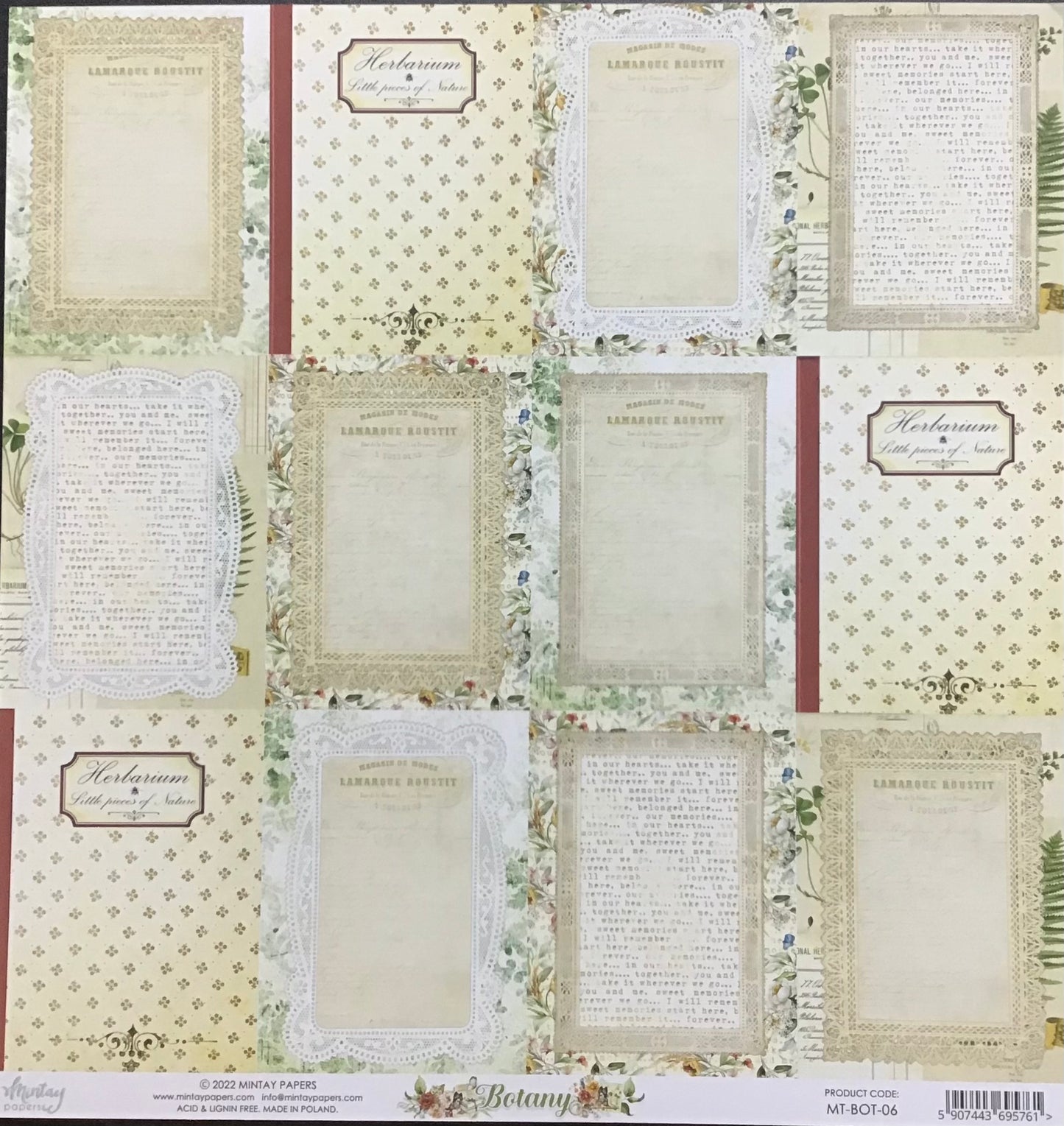 Mintay - Botany - 1x Double sided sheet - 30.5x30.5cm
