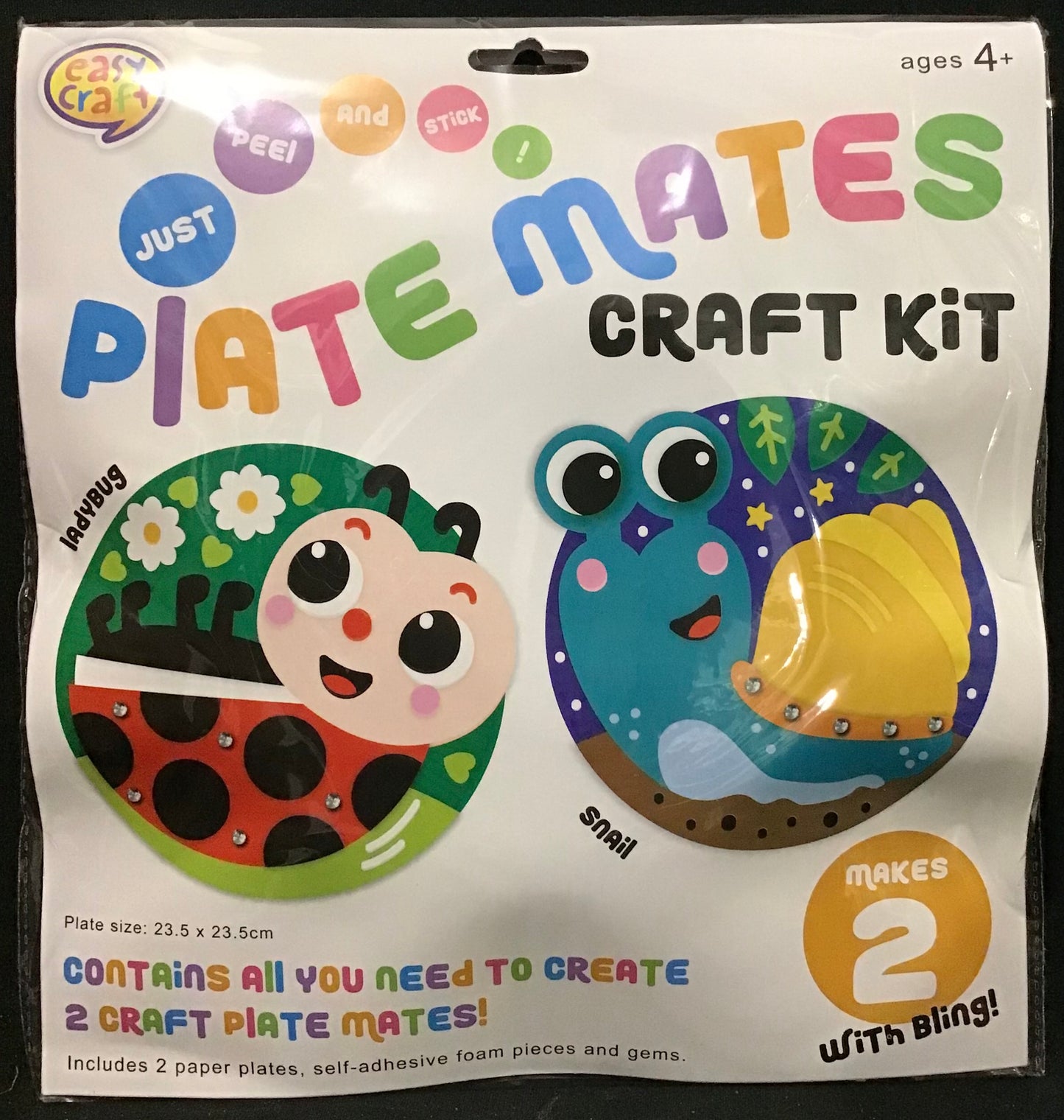 Plate Mates Craft Kit - Just Peel and Stick - Ladybug and Snail Theme - Makes 2