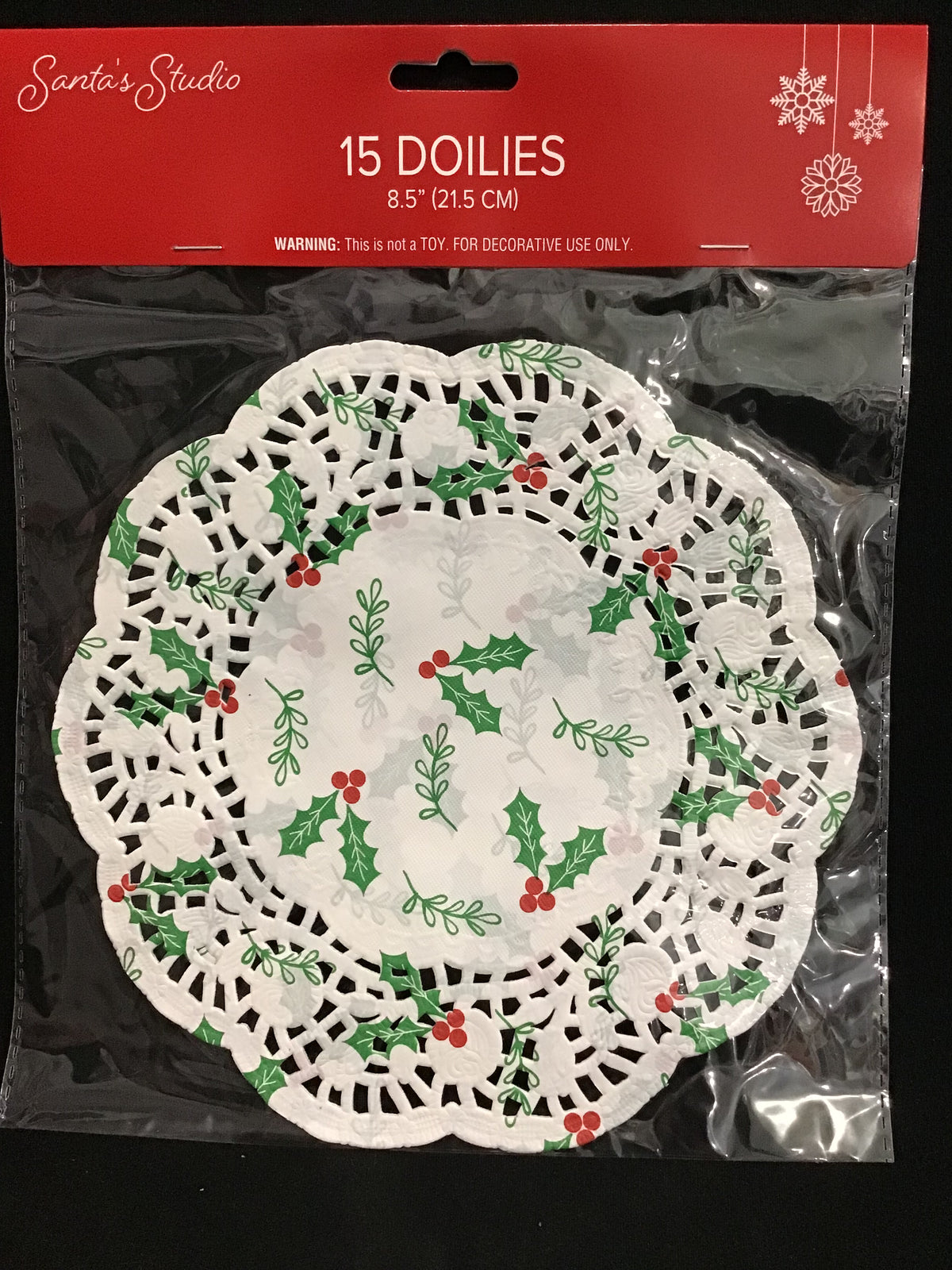Christmas Holly/Ivy Paper Doilies 8.5” - 15pk