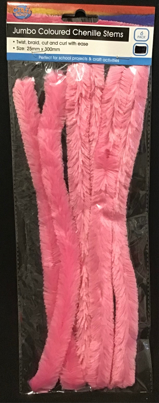 Pipe Cleaners Jumbo - Pink - Pack of 6 - 30cm