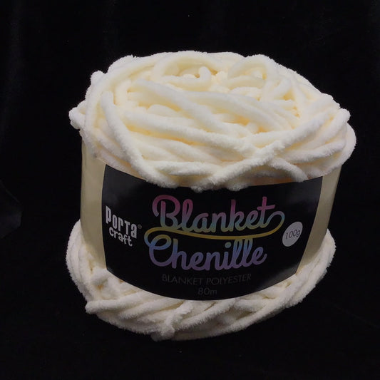 Blanket Chenille - Blanket Polyester Wool 80m - 100g - Solid White