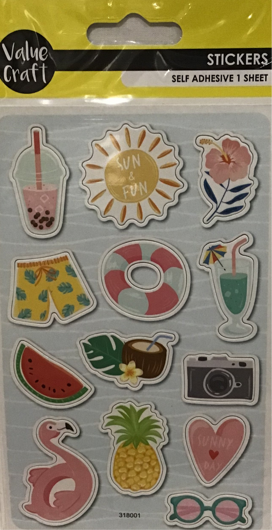 Summer Fun - Stickers - 1 sheet - 13 pack