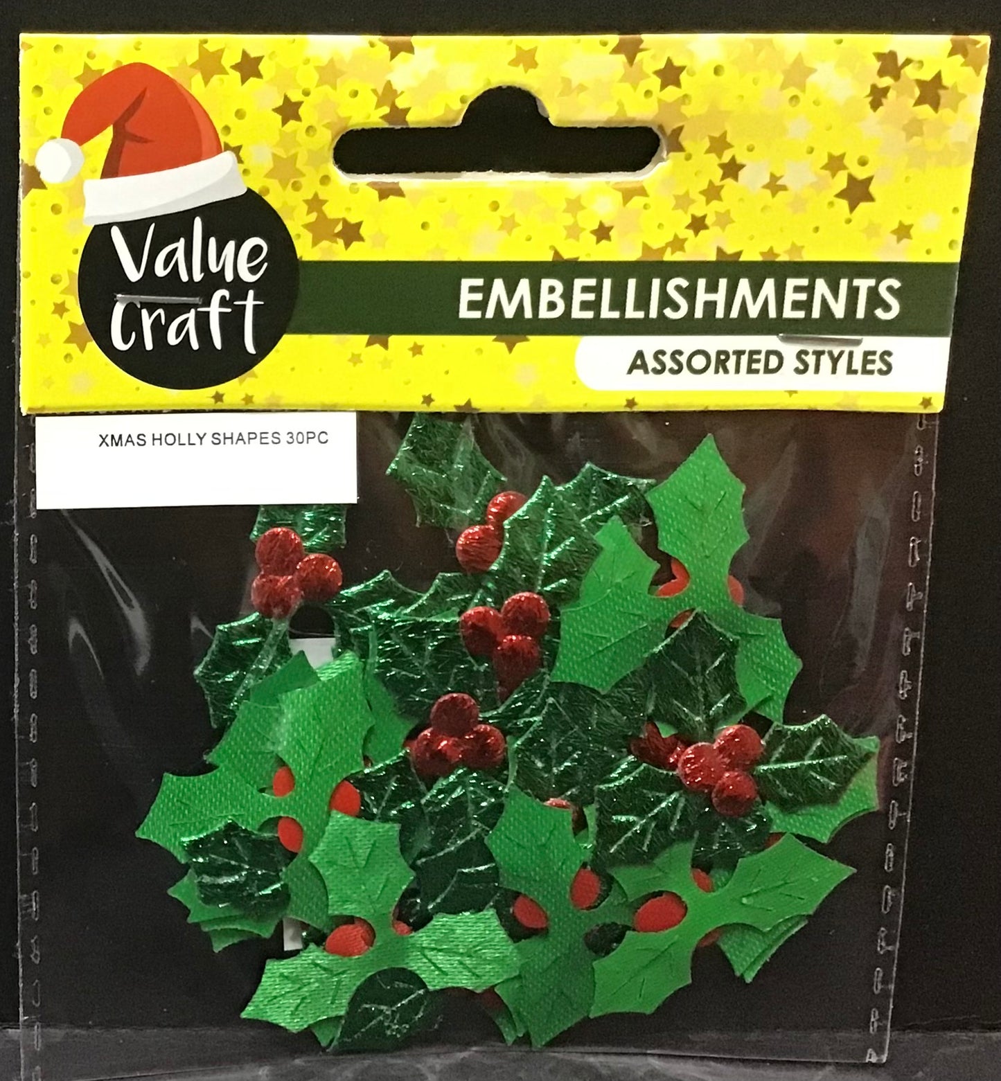 Christmas Holly Shapes - 30 pieces