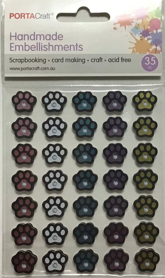 3D Metallic Paw Stickers -Pink/White/Blue/Purple/Gold -1 sheet -35pk