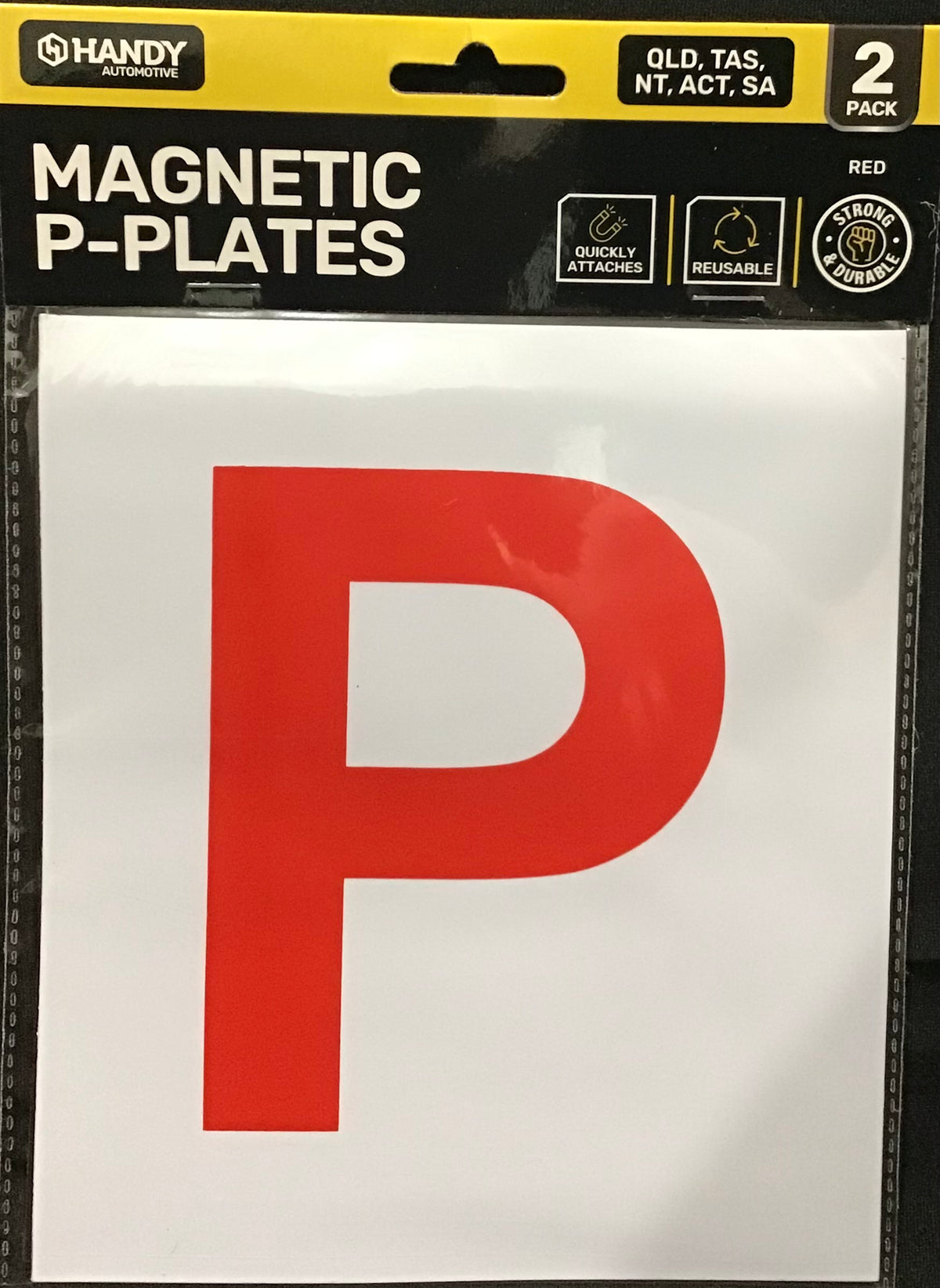 Magnetic P Plates - White/Red - QLD/TAS/SA/ACT/NT - Pack of 2