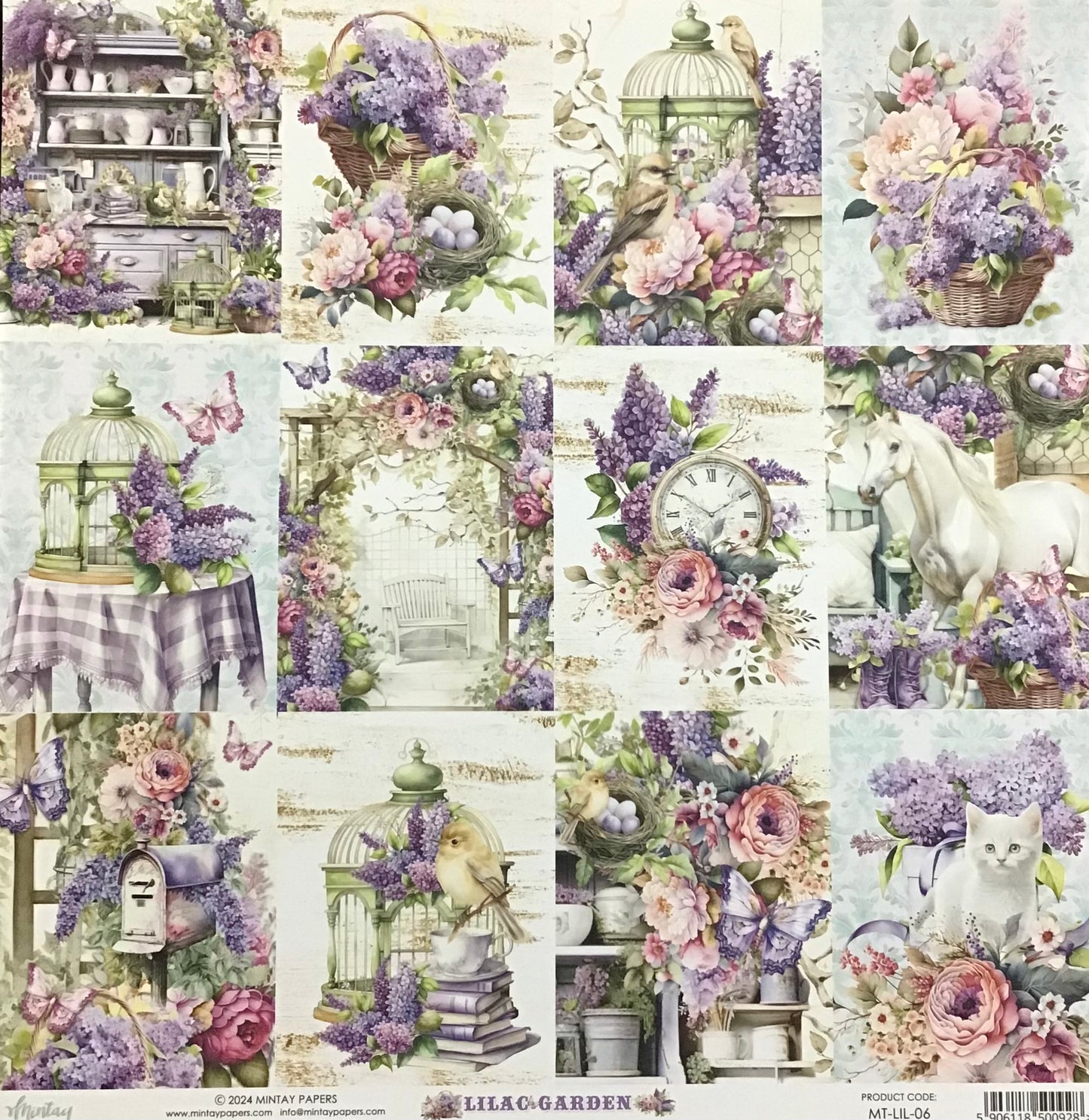 Lilac Garden - 1x Double sided sheet - 30.5x30.5cm