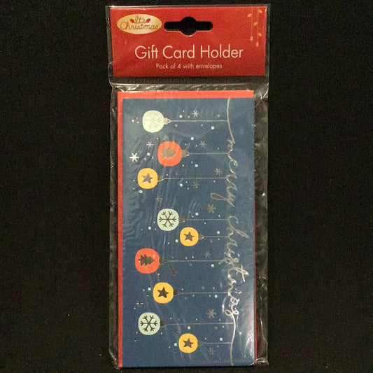 Gift Card Holder - Christmas Baubles - 4 pack with Envelopes