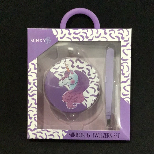 Unicorn Mirror and Tweezer Set