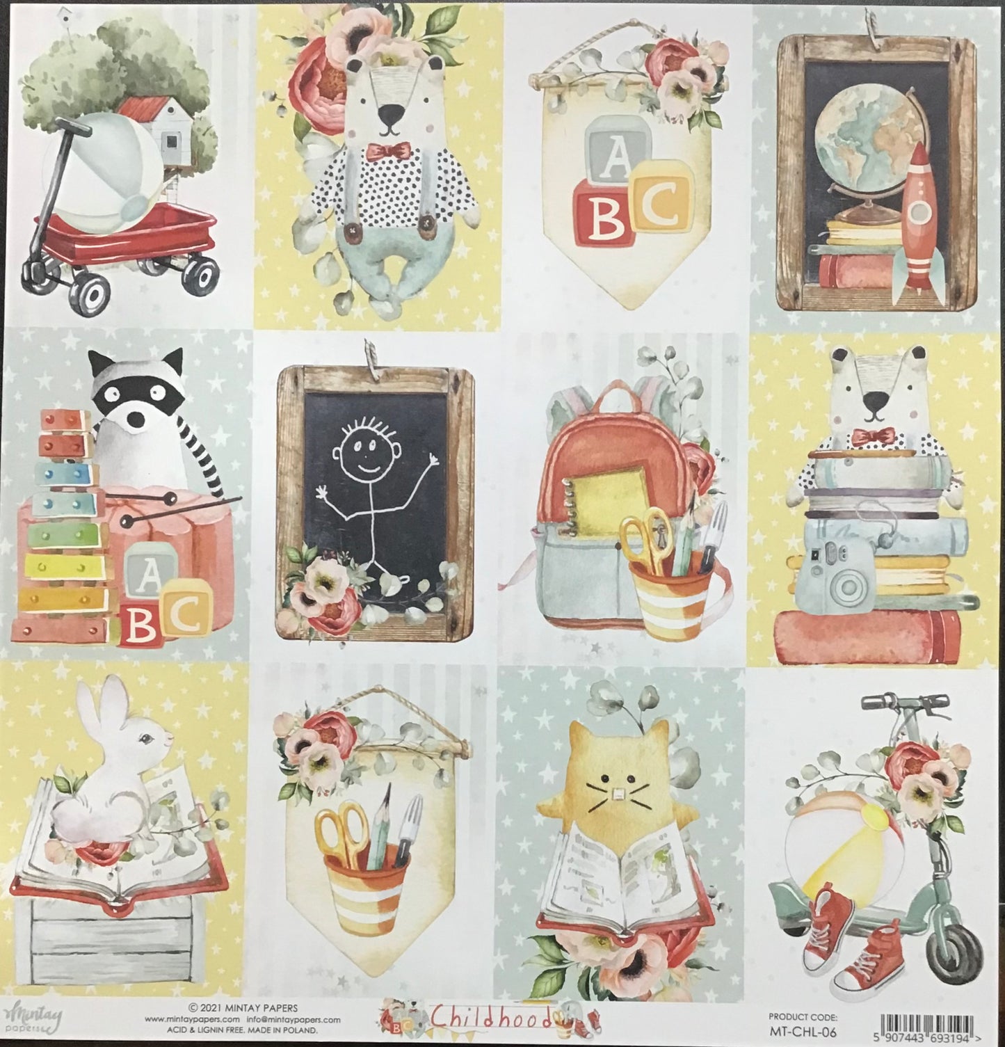 Mintay - Childhood - 1x Double sided sheet - 30.5x30.5cm