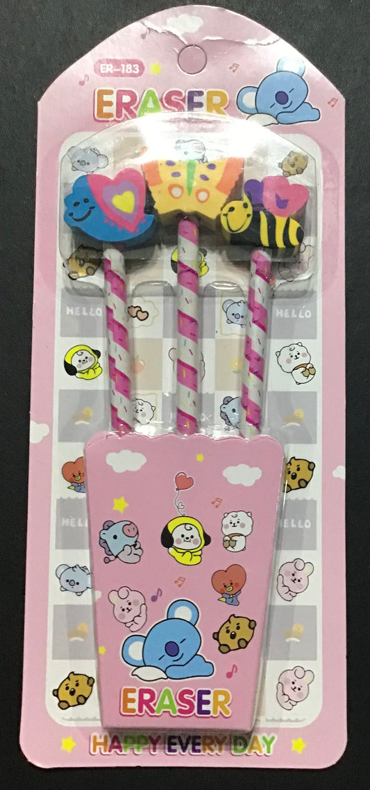 Insect Themed Pencil and Eraser Set - 3 pk
