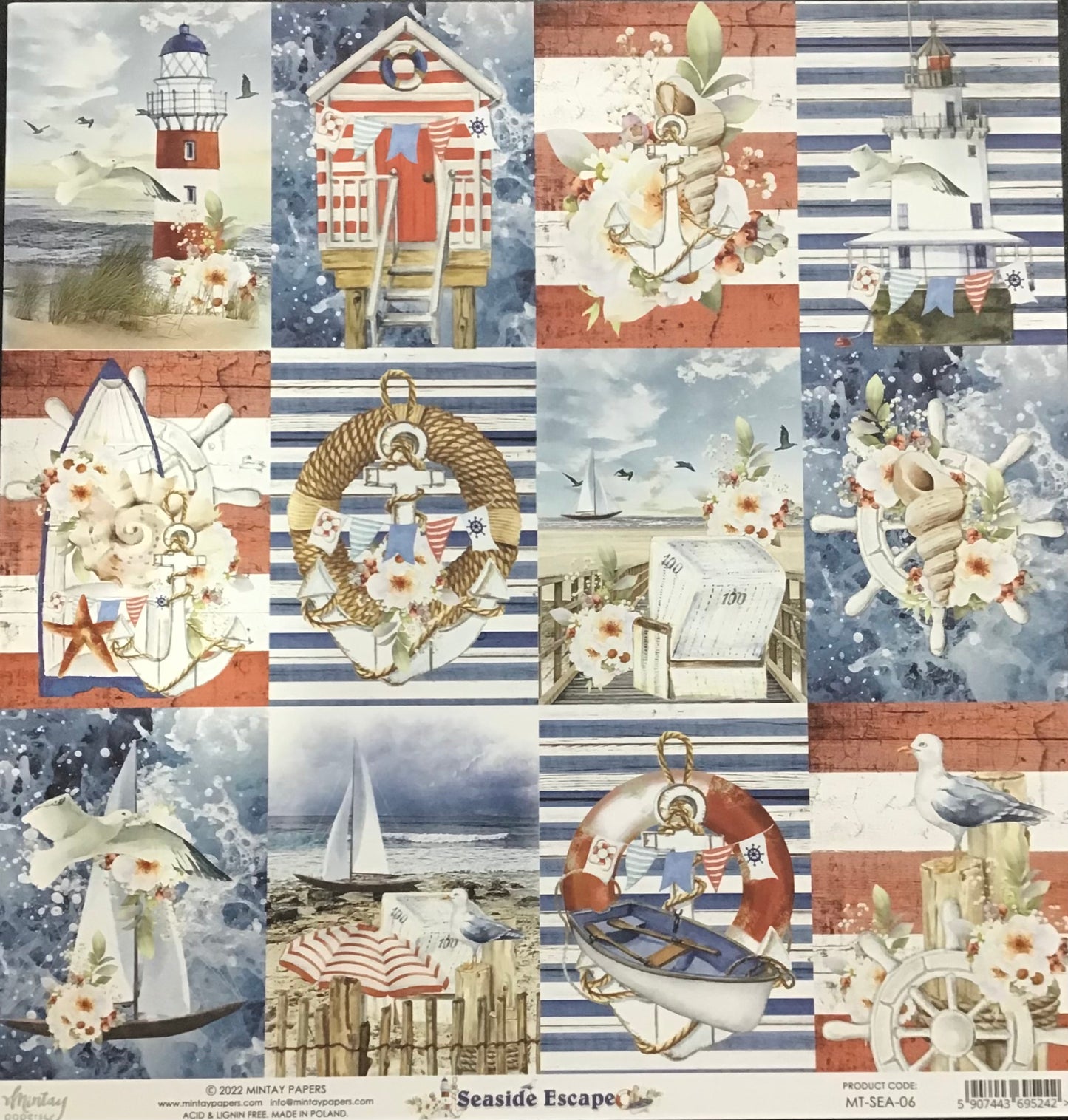 Mintay - Seaside Escape - 1x Double sided sheet - 30.5x30.5cm