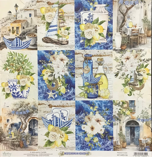 Mintay - Mediterranean Heaven - 1x Double sided sheet - 30.5x30.5cm