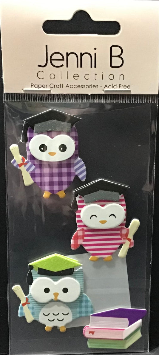 Jenni B Collection - Wise Owl Stickers - Adhesive - 4pc