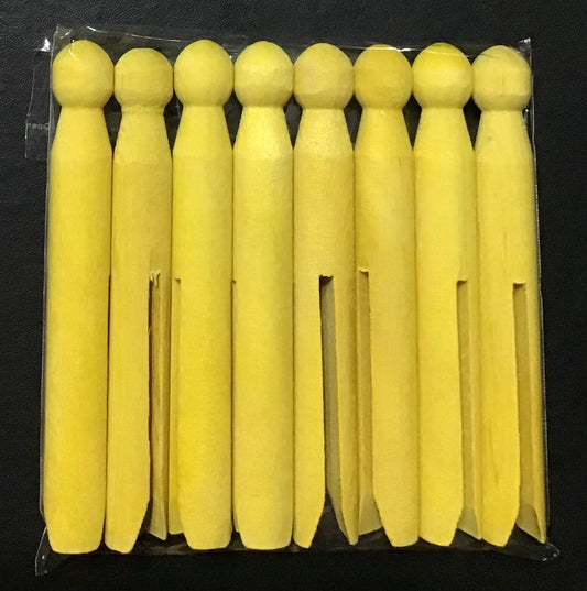 Wooden Dolly Pegs - Yellow - 8 pk