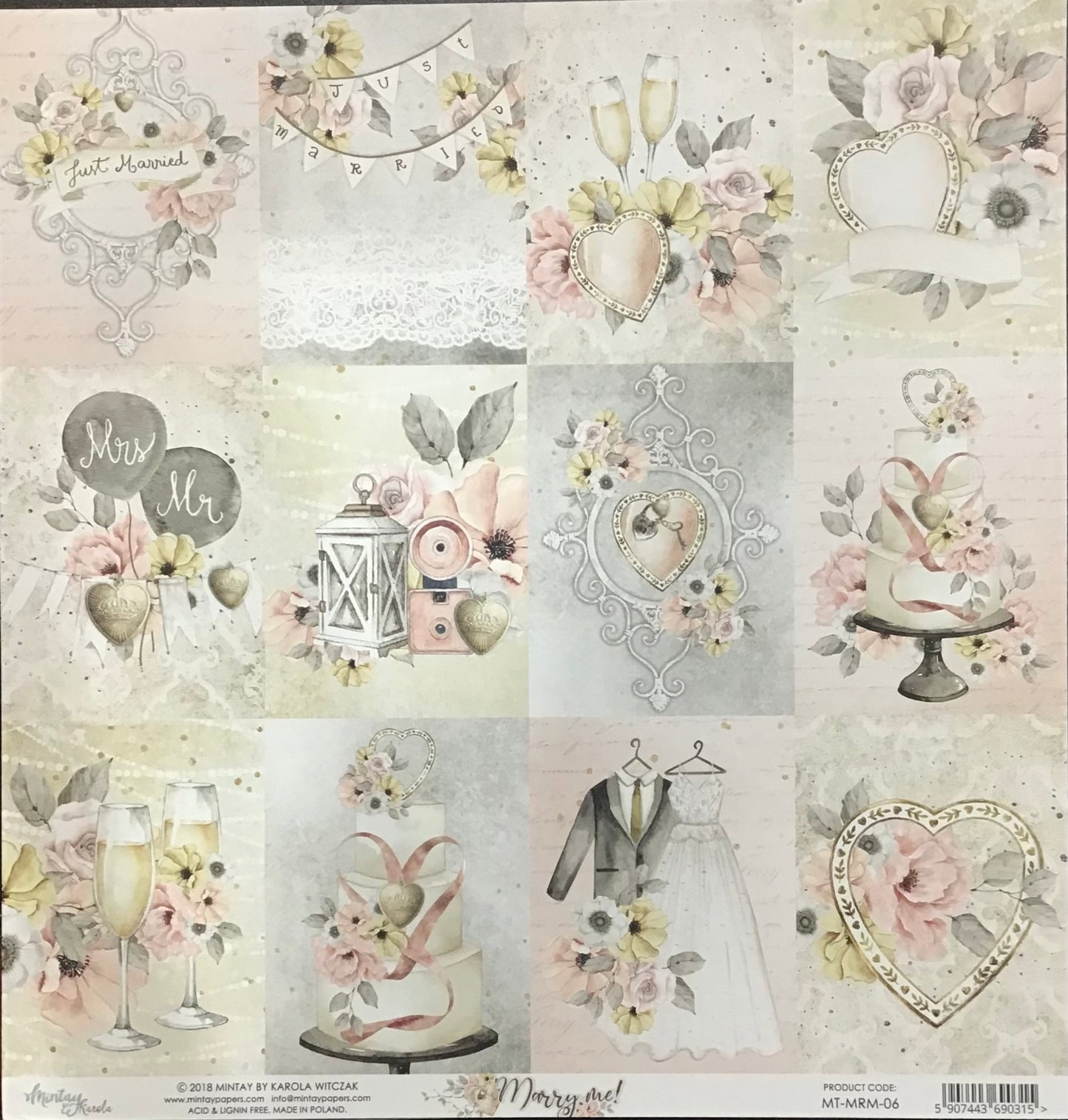 Mintay -Marry Me - 1x Double sided sheet - 30.5x30.5cmn