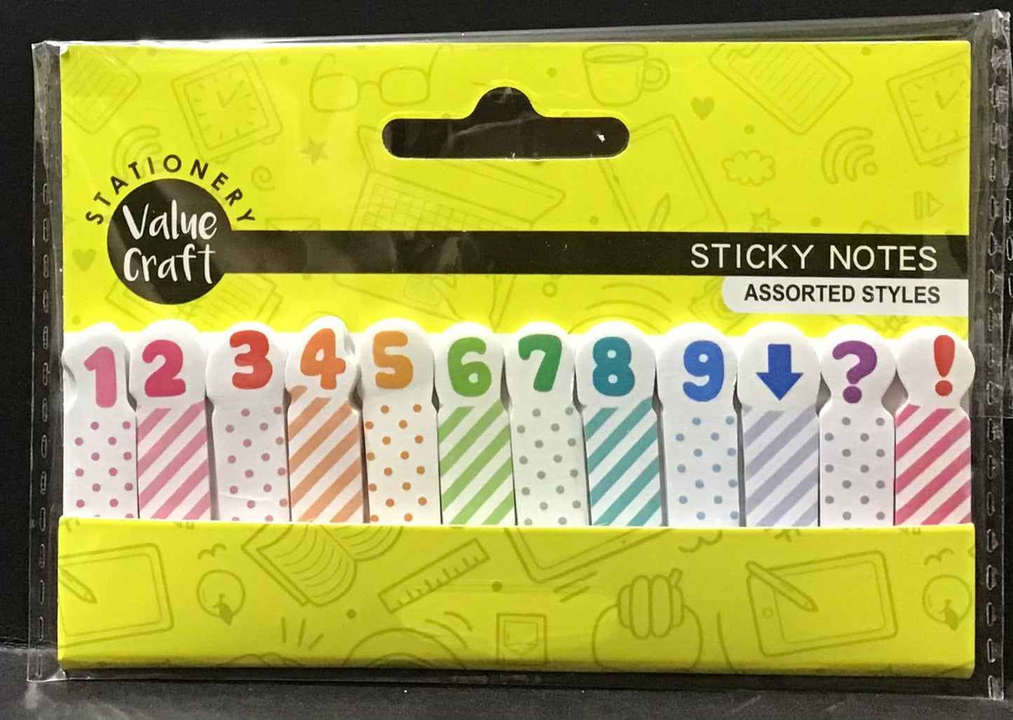 Number Sticky Note Tab Set - Dots & Stripes