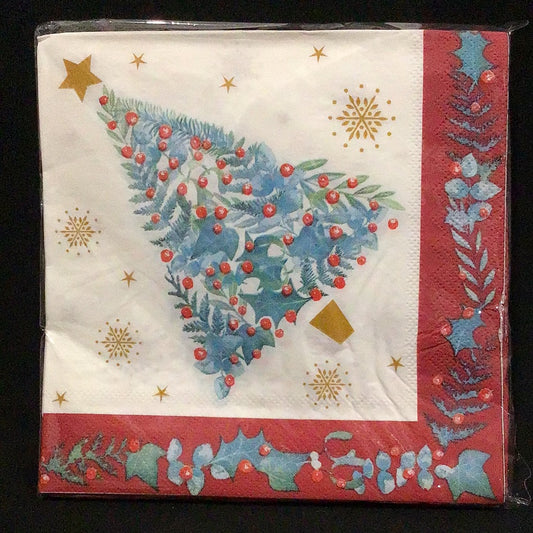Christmas Napkins - Christmas Tree & Snowflakes - 25 pk