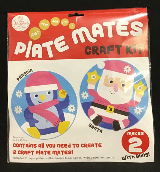 Plate Mates Craft Kit - Just Peel and Stick - Penguin and Santa - Makes 2