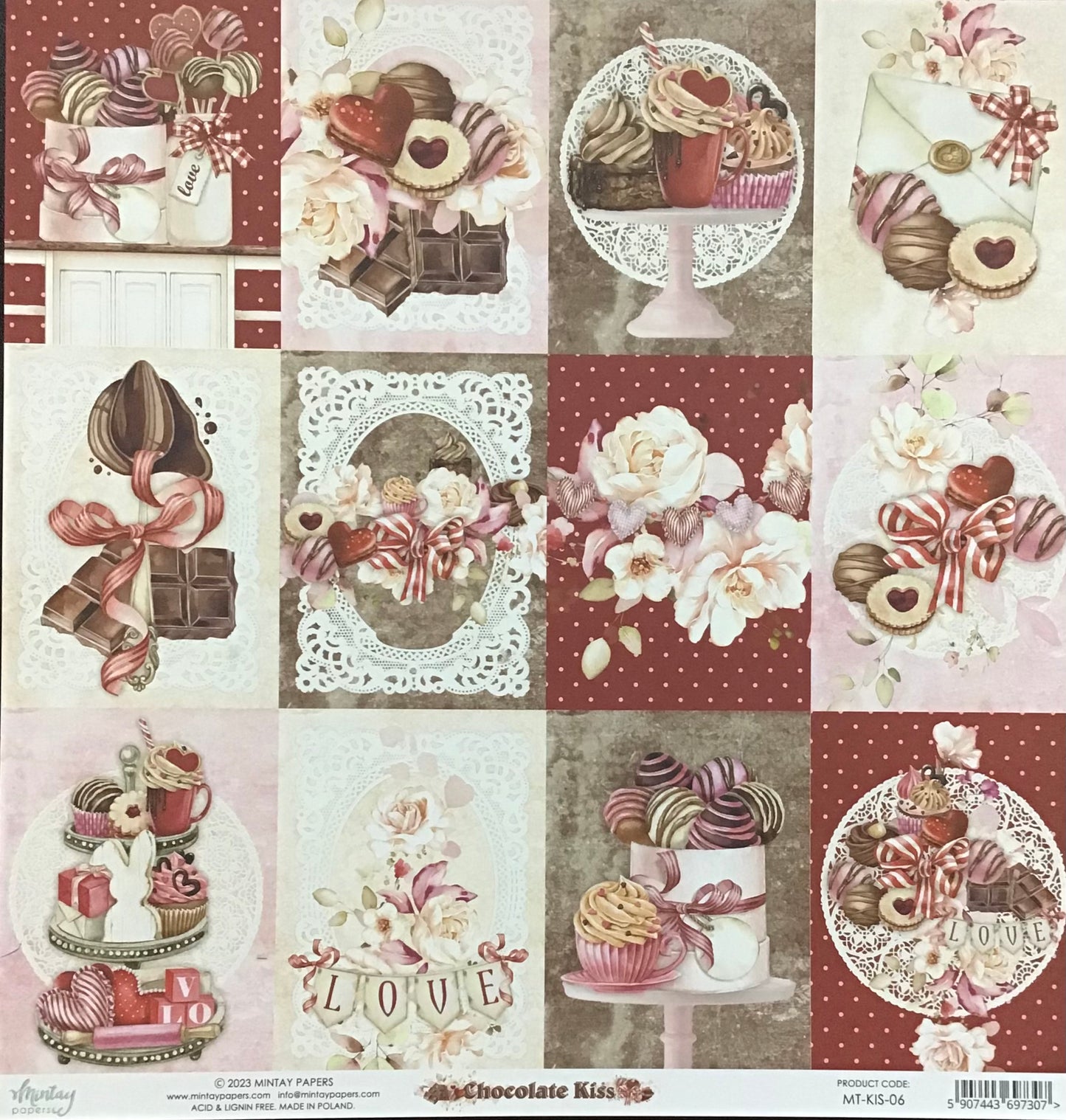 Mintay - Chocolate Kiss - 1x Double sided sheet - 30.5x30.5cm