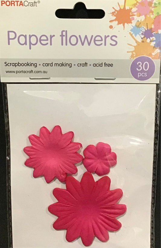Paper Flowers - 3 Sizes - Cherry Red - 30 pieces
