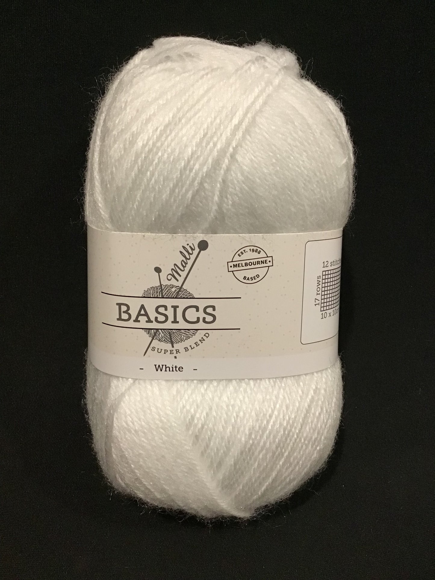 Malli Basics Super Blend Knitting Yarn - 8/4 Ply - White - 100g - 100% Acrylic