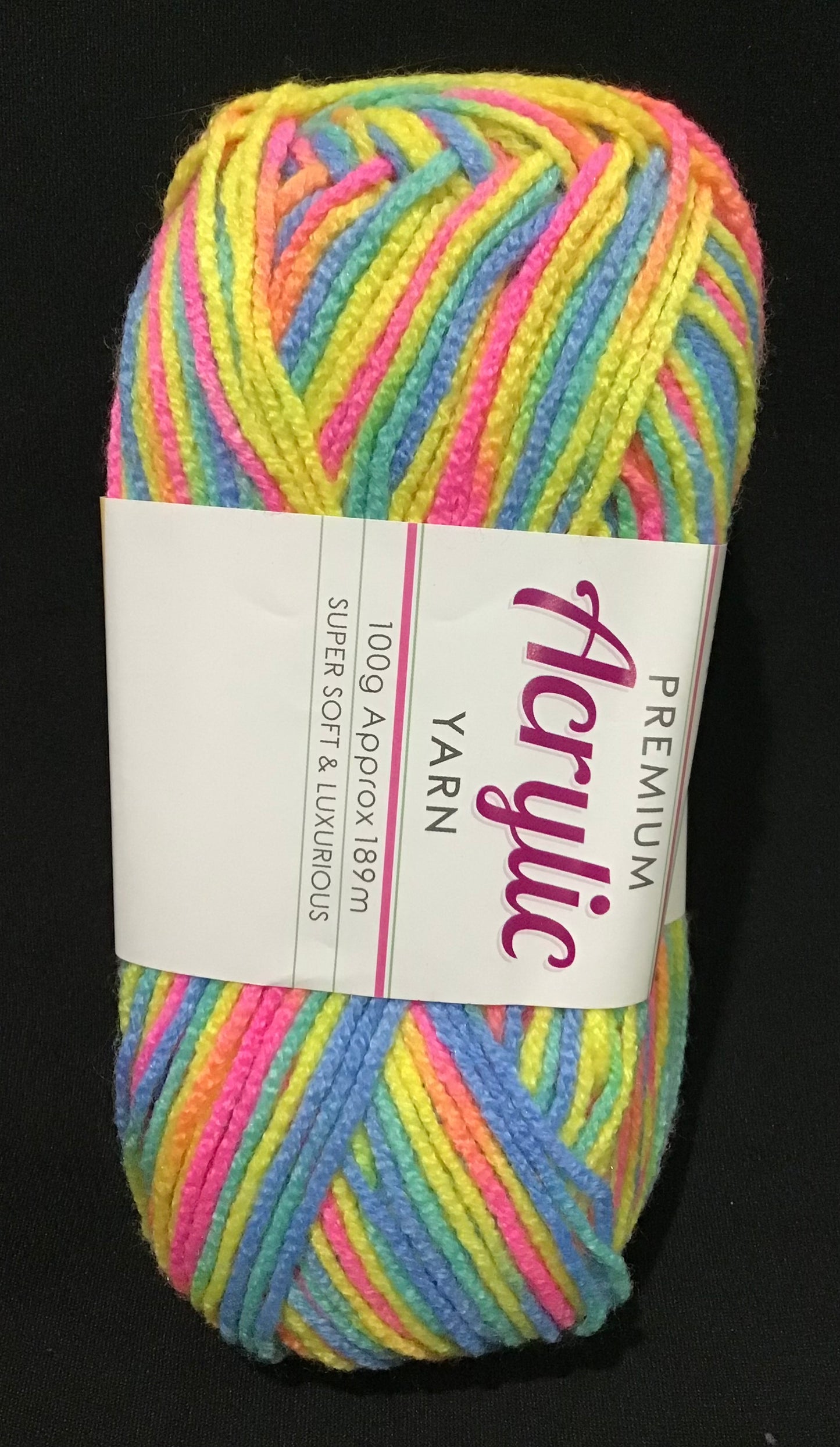Porta Craft Yarn - 8 Ply - Multi Rainbow - 100g - 100% Acrylic