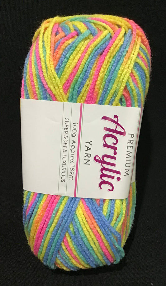 Porta Craft Yarn - 8 Ply - Multi Rainbow - 100g - 100% Acrylic