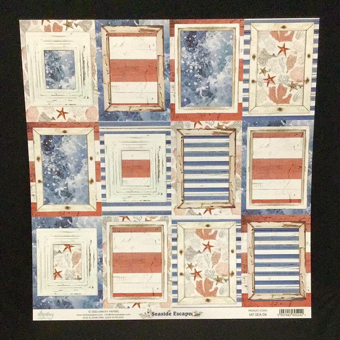 Seaside Escape - 1x Double sided sheet - 30.5x30.5cm
