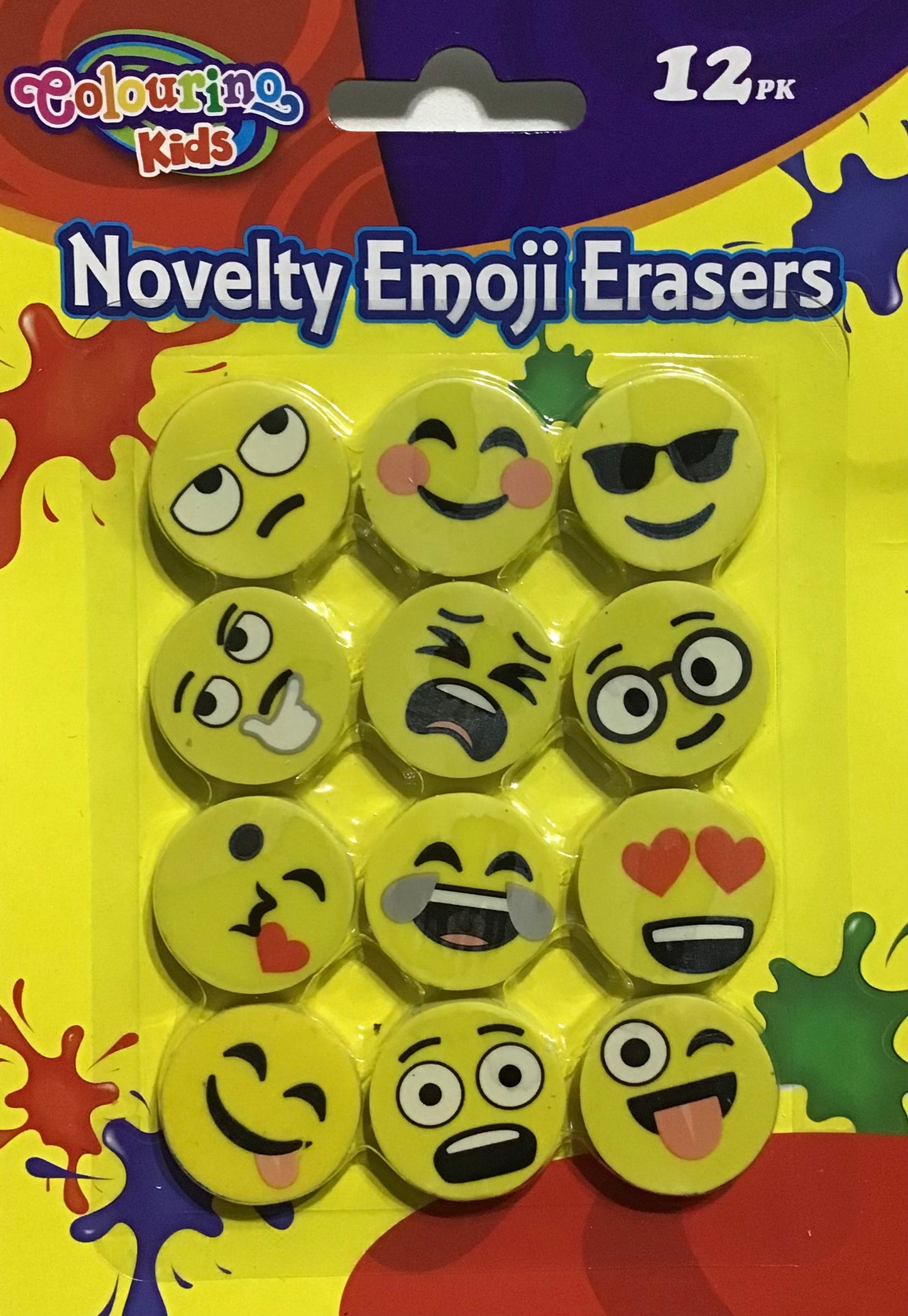 Novelty Emoji Erasers - 12 pack