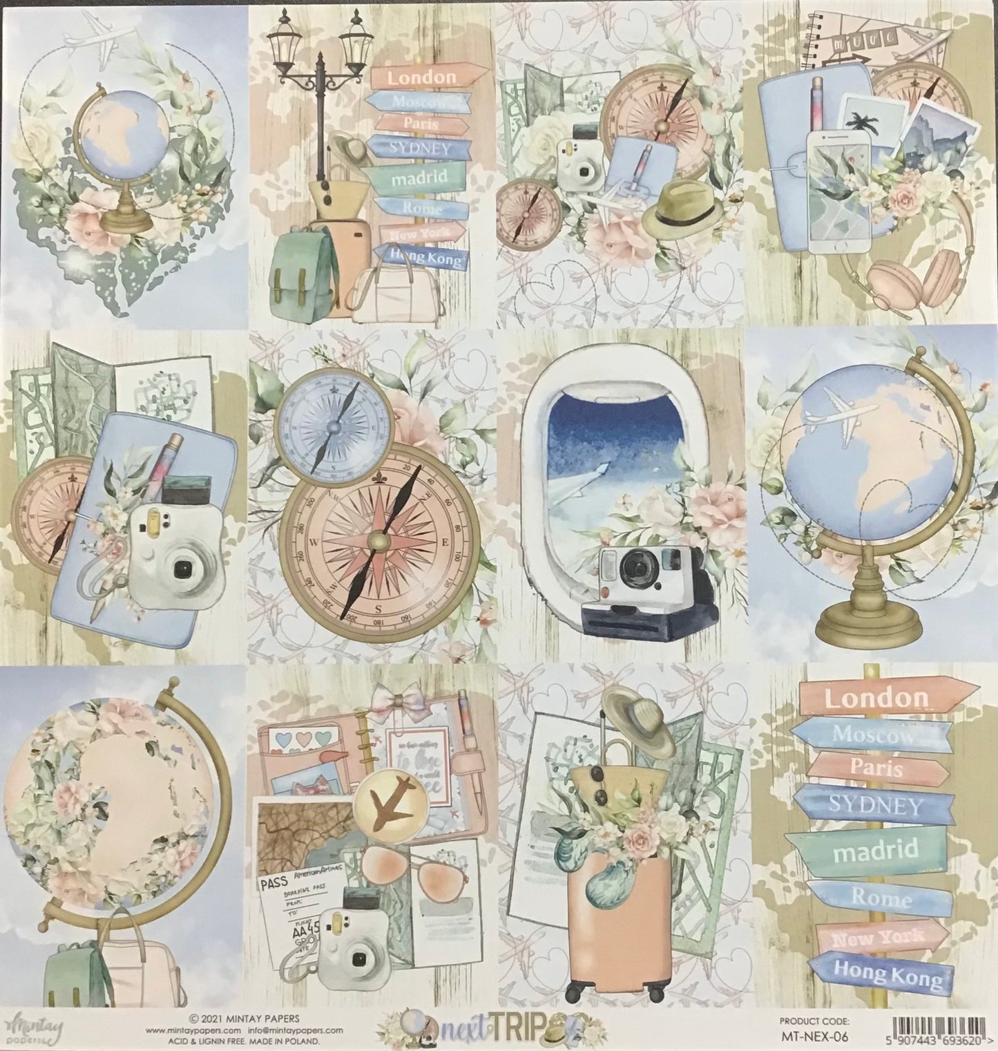 Mintay - Next Trip - 1x Double sided sheet - 30.5x30.5cm