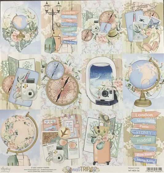 Mintay - Next Trip - 1x Double sided sheet - 30.5x30.5cm