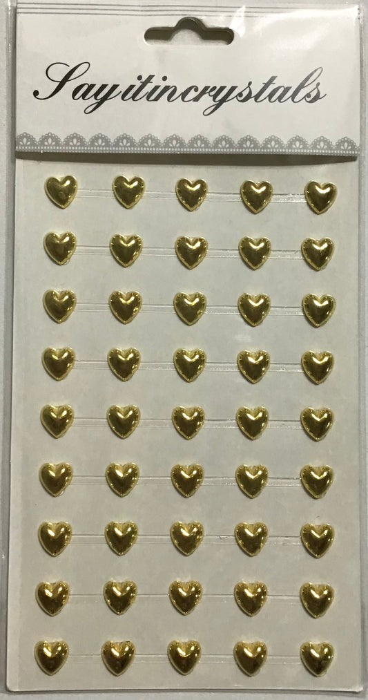 Heart Rhinestones - Gold - 1x Sheet