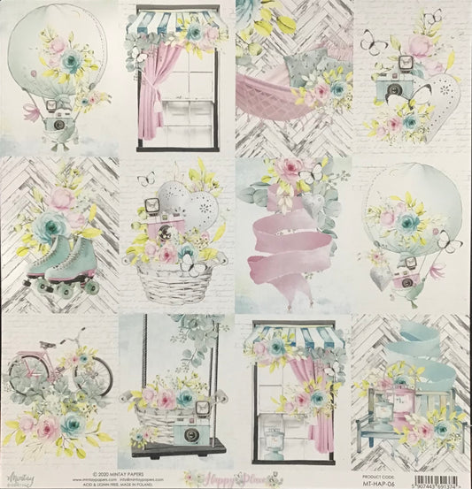 Mintay - Happy Place - 1x Double sided sheet - 30.5x30.5cm