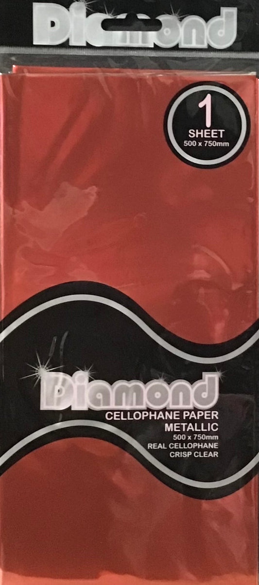 Metallic Cellophane - Red - 1 sheet - 750 x 500mm