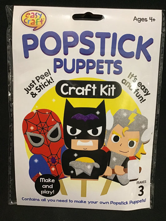 Popstick Puppets Craft Kit - Superheroes - 3 pk - Just Peel and Stick