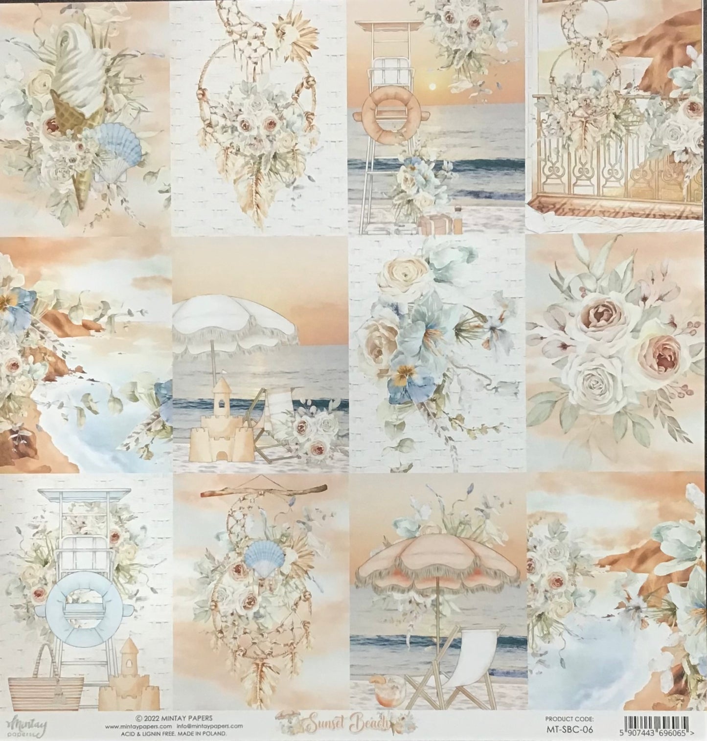 Mintay - Sunset Beach- 1x Double sided sheet - 30.5x30.5cm