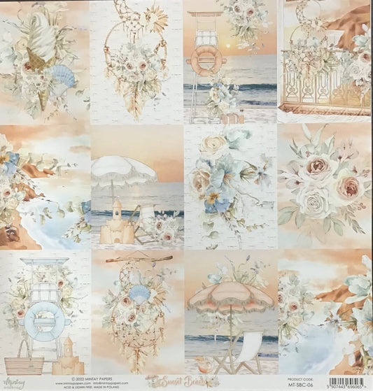 Mintay - Sunset Beach- 1x Double sided sheet - 30.5x30.5cm