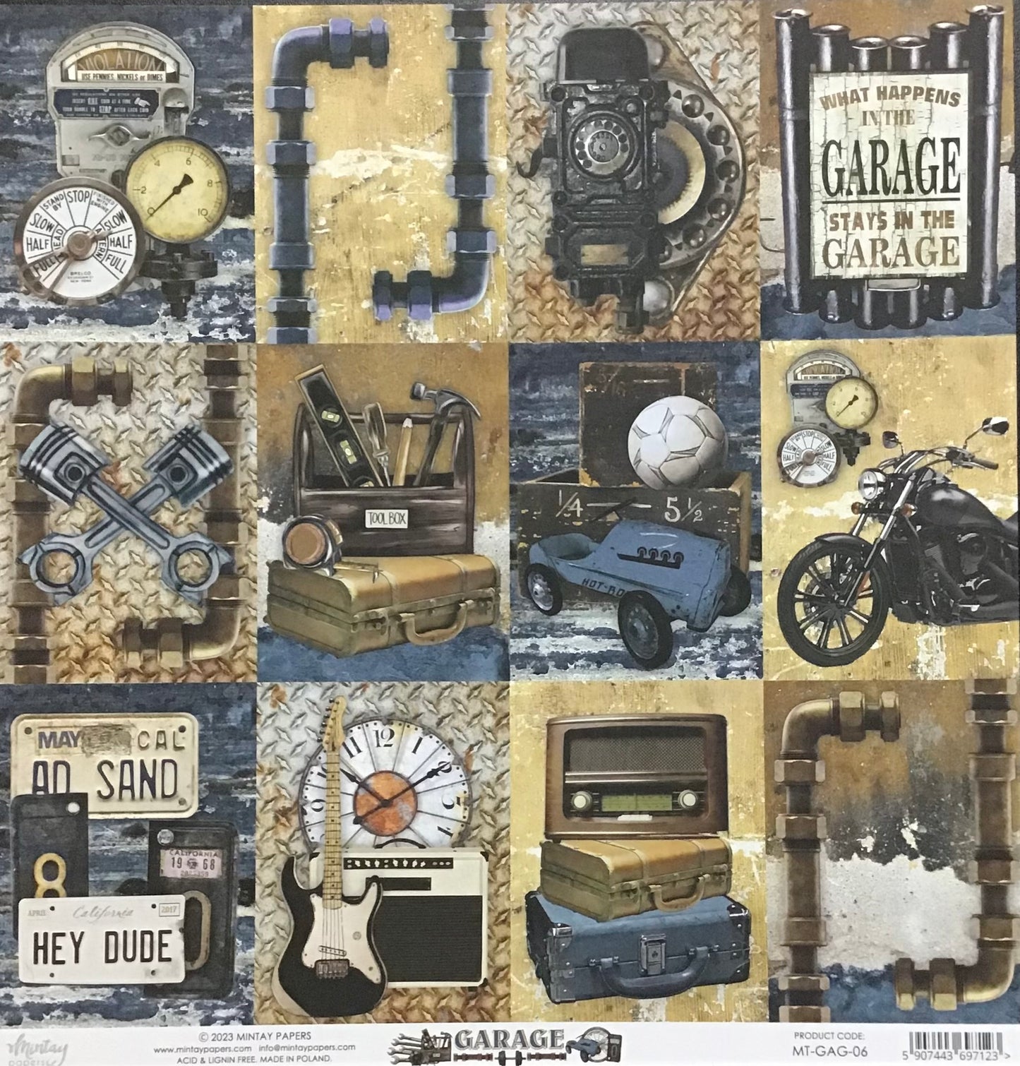 Mintay - Garage-06 - 1x Double sided sheet - 30.5x30.5cm
