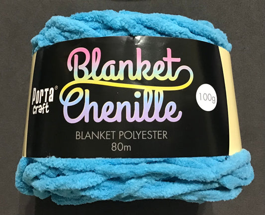 Blanket Chenille - Blanket Polyester Wool 80m - 100g - Solid Hot Blue