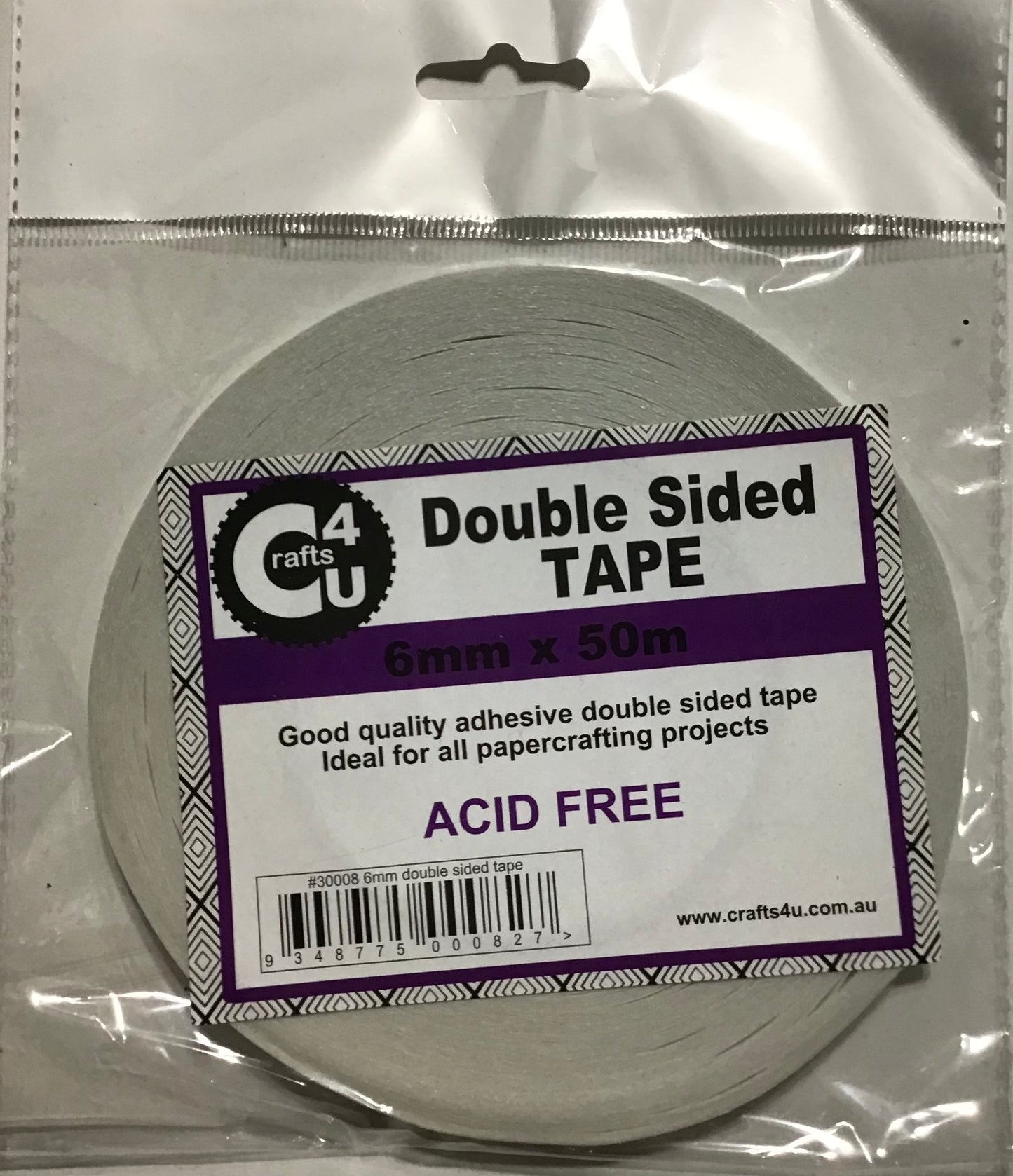 C4U Double Sided Tape - 6mm x 50m - Acid Free