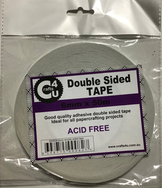 C4U Double Sided Tape - 6mm x 50m - Acid Free