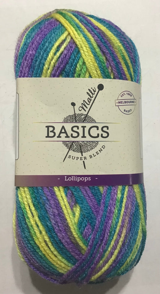 Malli Super Blend Knitting Yarn -8 ply -Lollipops -100g -100% Acrylic
