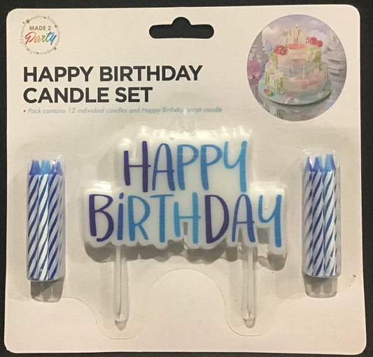 Happy Birthday Candle plus 11 Candles - 12pk - Blues