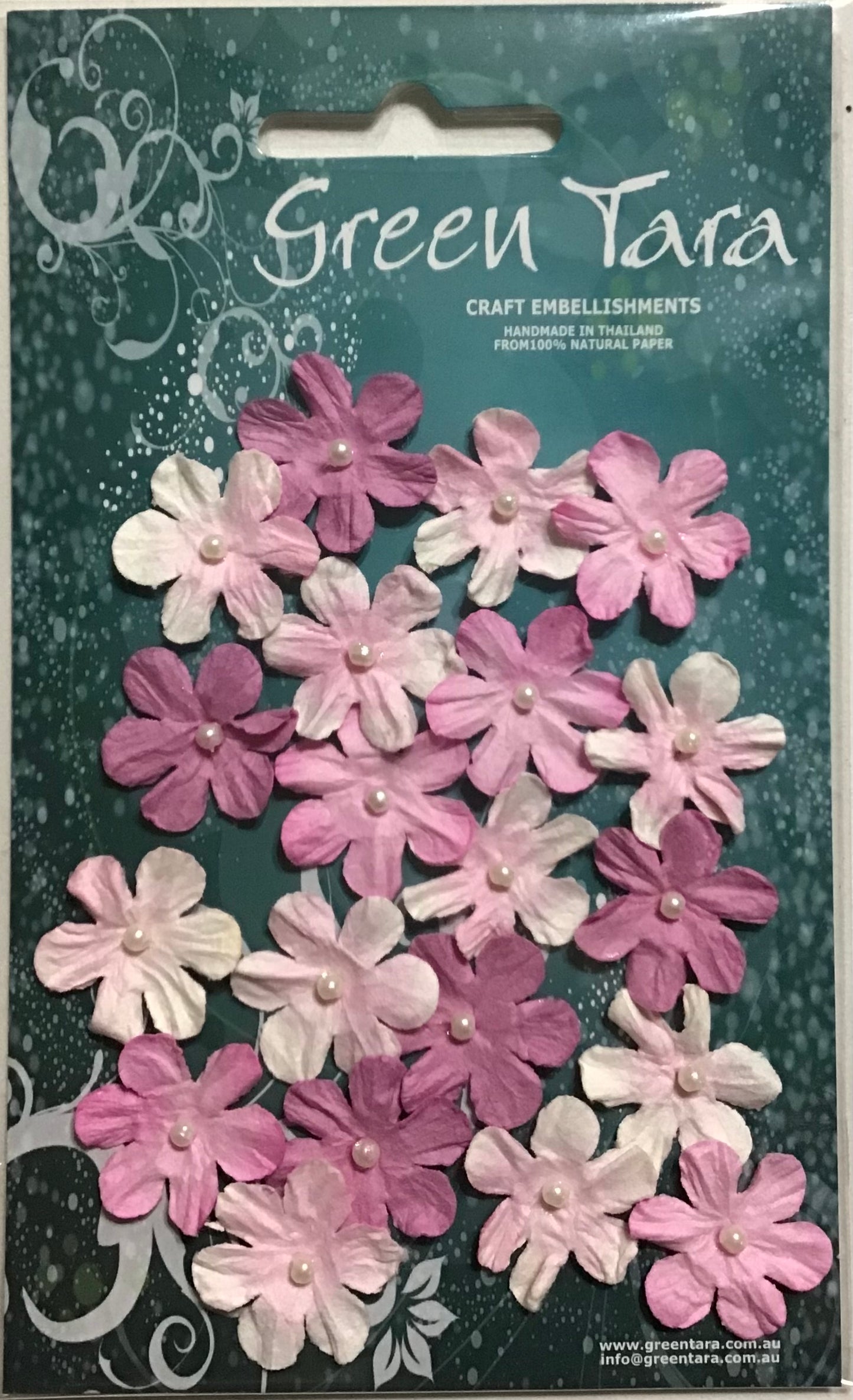 Mini Flowers - Dark Rose with Pearl centre - 20 pk