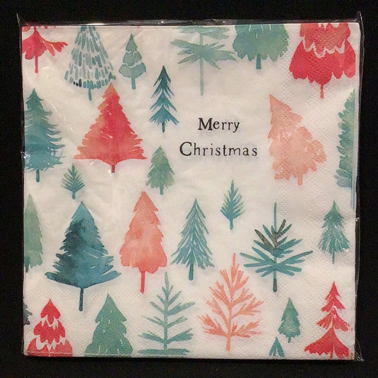 Christmas Napkins - Merry Christmas/Christmas Trees - 25 pk