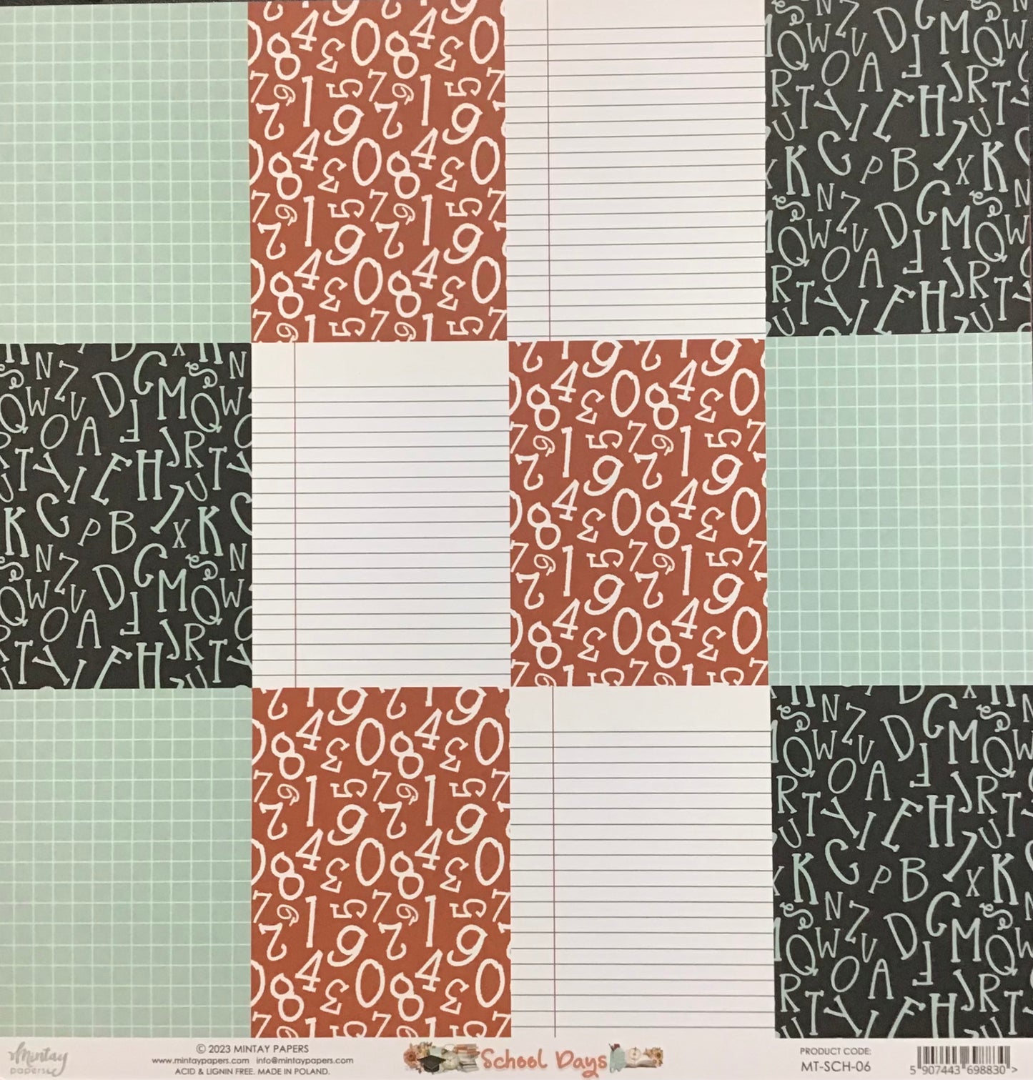 Mintay - School Days - 1x Double sided sheet - 30.5x30.5cm