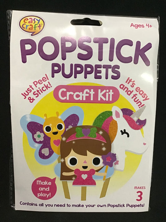 Popstick Puppets Craft Kit - Butterfly/Fairy/Unicorn - Just Peel and Stick